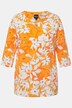T-shirt, bloemen, classic, tuniekhals, 3/4-mouwen