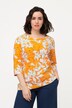 T-shirt, bloemen, classic, tuniekhals, 3/4-mouwen