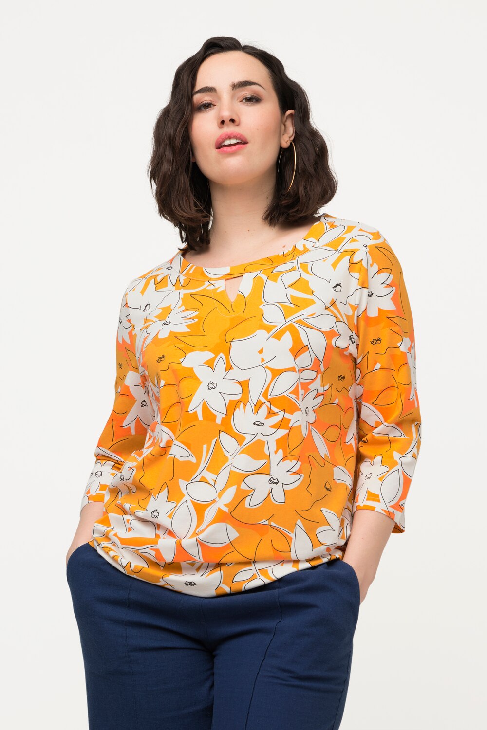 Grote Maten T-shirt, Dames, oranje, Maat: 42/44, Katoen, Ulla Popken