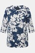 T-shirt, blommor, klassisk passform, tunikaringning, 3/4-ärm
