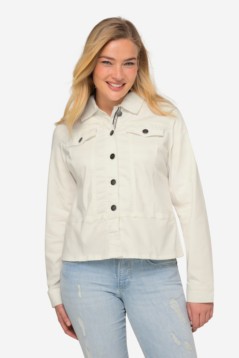 Große Größen Jeansjacke, Damen, weiß, Größe: S, Baumwolle/Polyester, LAURASON