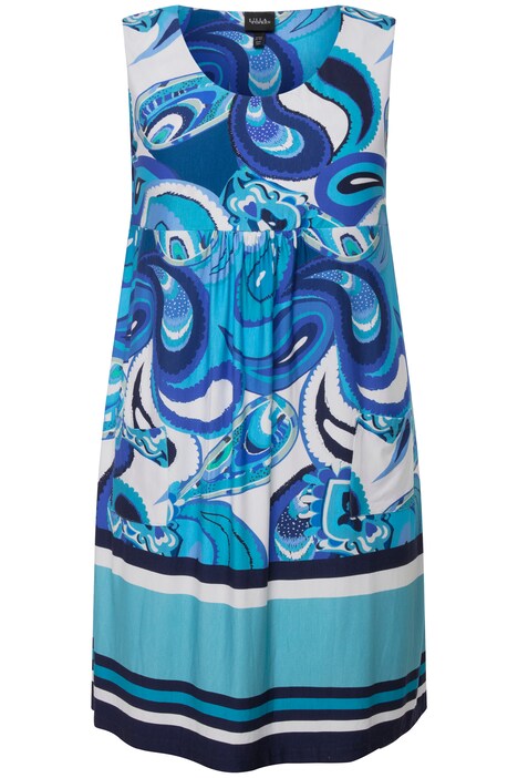 Midi šaty, kašmírový potisk, A střih, kulatý výstřih, bez rukávů