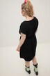 Minidress, lapel, overcut shoulders, elastic cross seam
