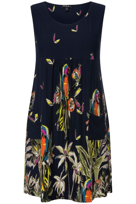 Midi šaty, pačvork potisk, A střih, kulatý výstřih, bez rukávů