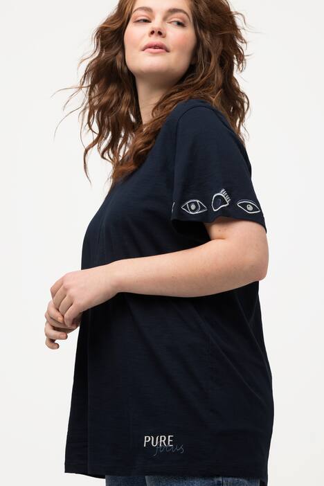 T-Shirt, Augen, V-Ausschnitt, Halbarm, Biobaumwolle