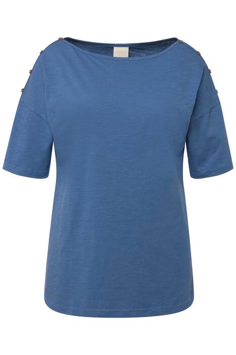 Tričko, knoflíky, lodičkový výstřih, krátké rukávy, biobavlna