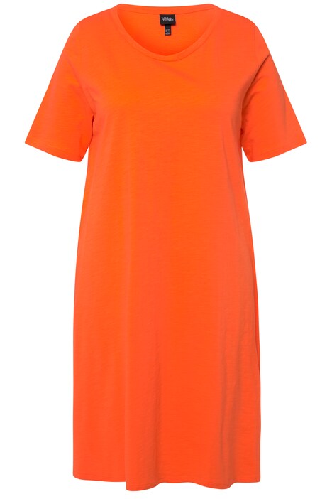 Žerzejové šaty, A střih, kulatý výstřih, krátké rukávy, kapsy