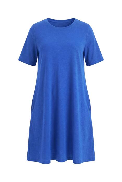 Žerzejové šaty, A střih, kulatý výstřih, krátké rukávy, kapsy