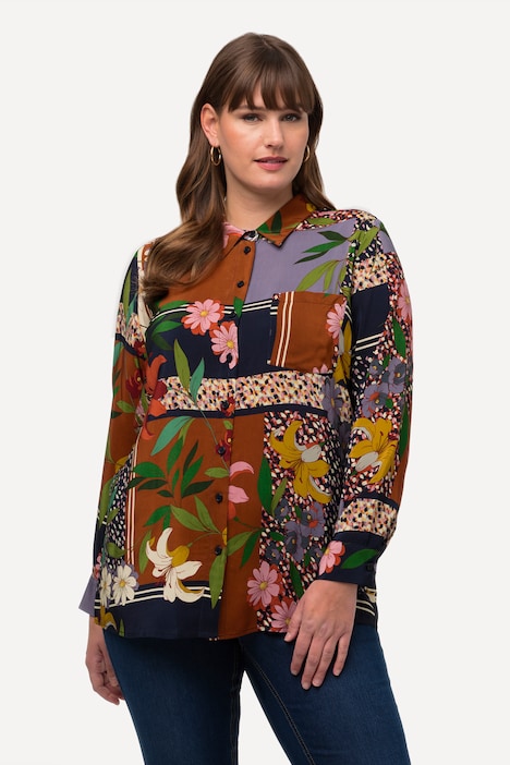 Country Leaf Print Long Sleeve Button Front Blouse | all Blouses | Blouses