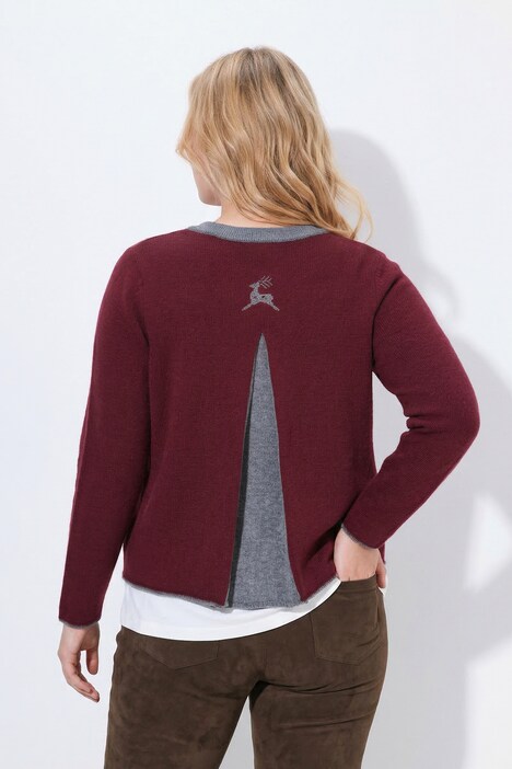 Strickjacke, Hirsch-Stickerei, Trachtenknöpfe, Stehkragen