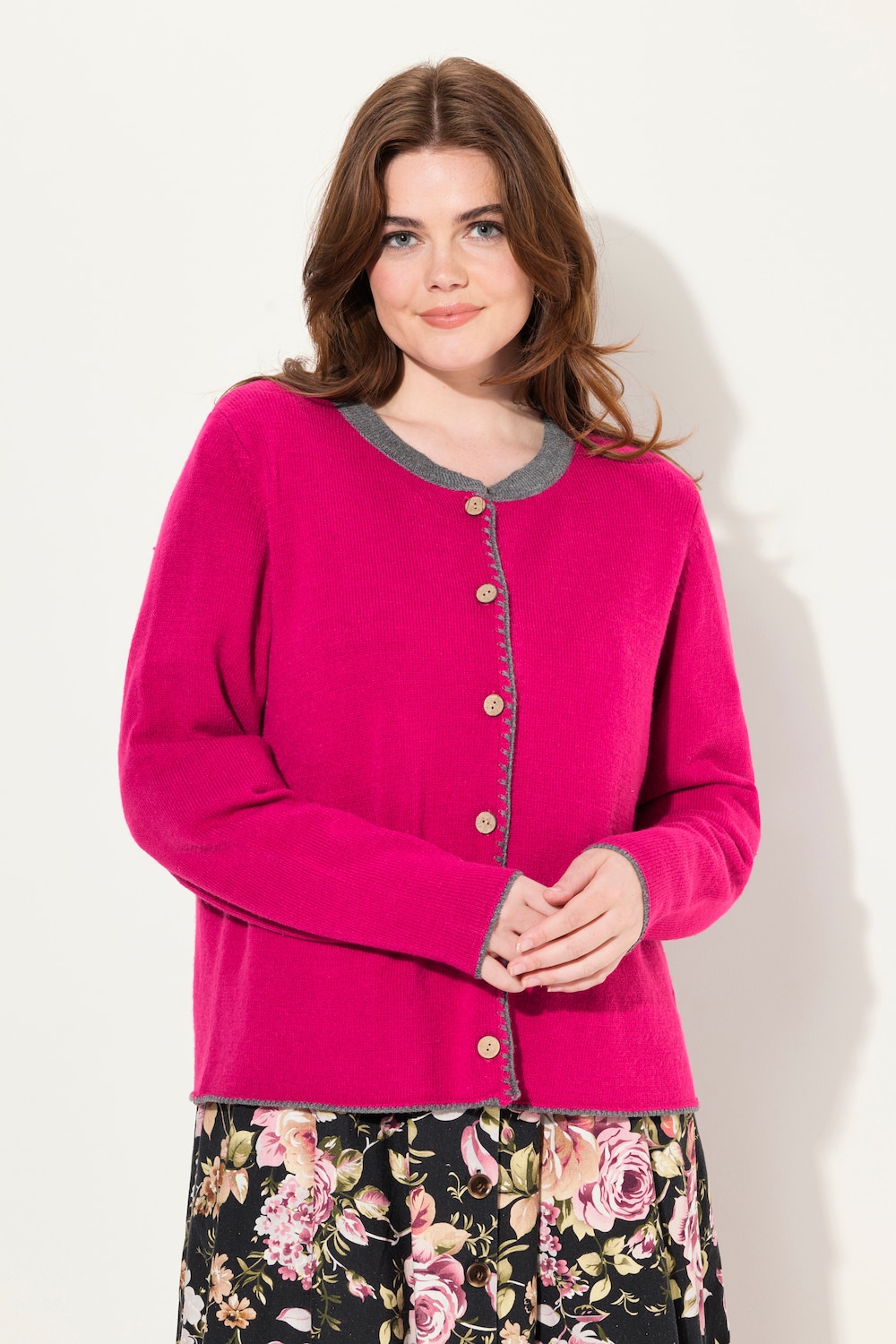 Große Größen Strickjacke, Damen, rosa, Größe: 50/52, Synthetische Fasern/Wolle, Ulla Popken