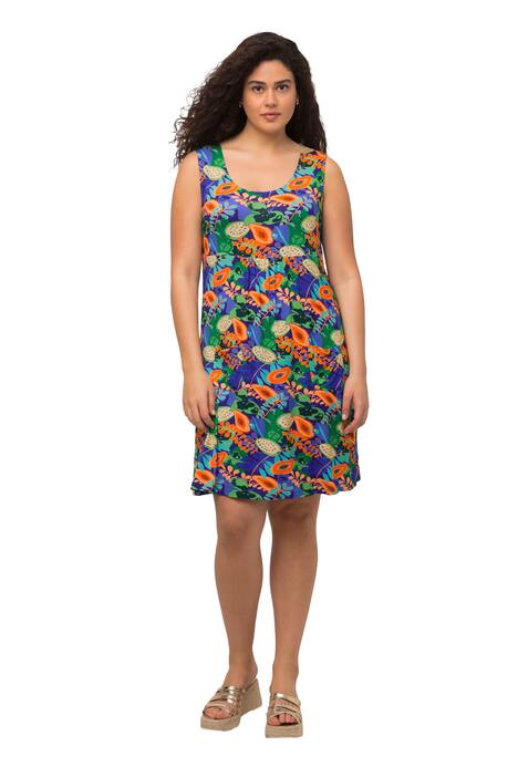 Midi šaty, nařasený příčný šev, kulatý výstřih, bez rukávů