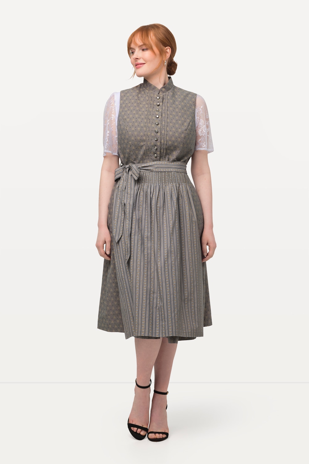 Thumbnail - Große Größen Dirndl, Damen, grau, Größe: 50, Polyester/Baumwolle, Ulla Popken