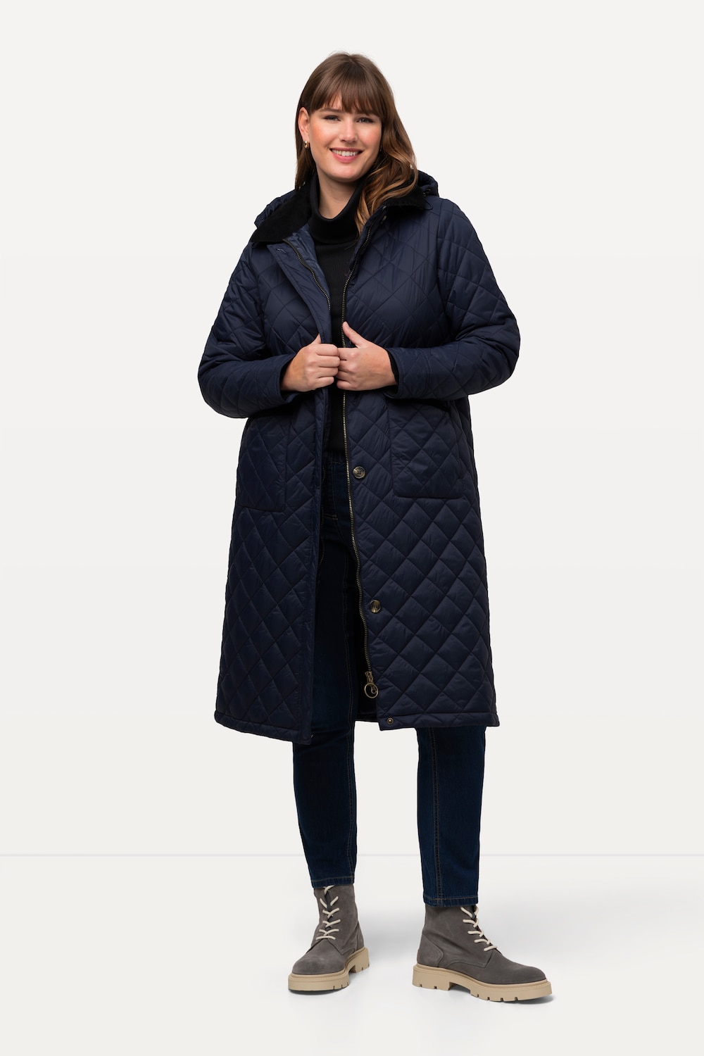 Große Größen Steppmantel, Damen, blau, Größe: 50/52, Polyester/Synthetische Fasern, Ulla Popken