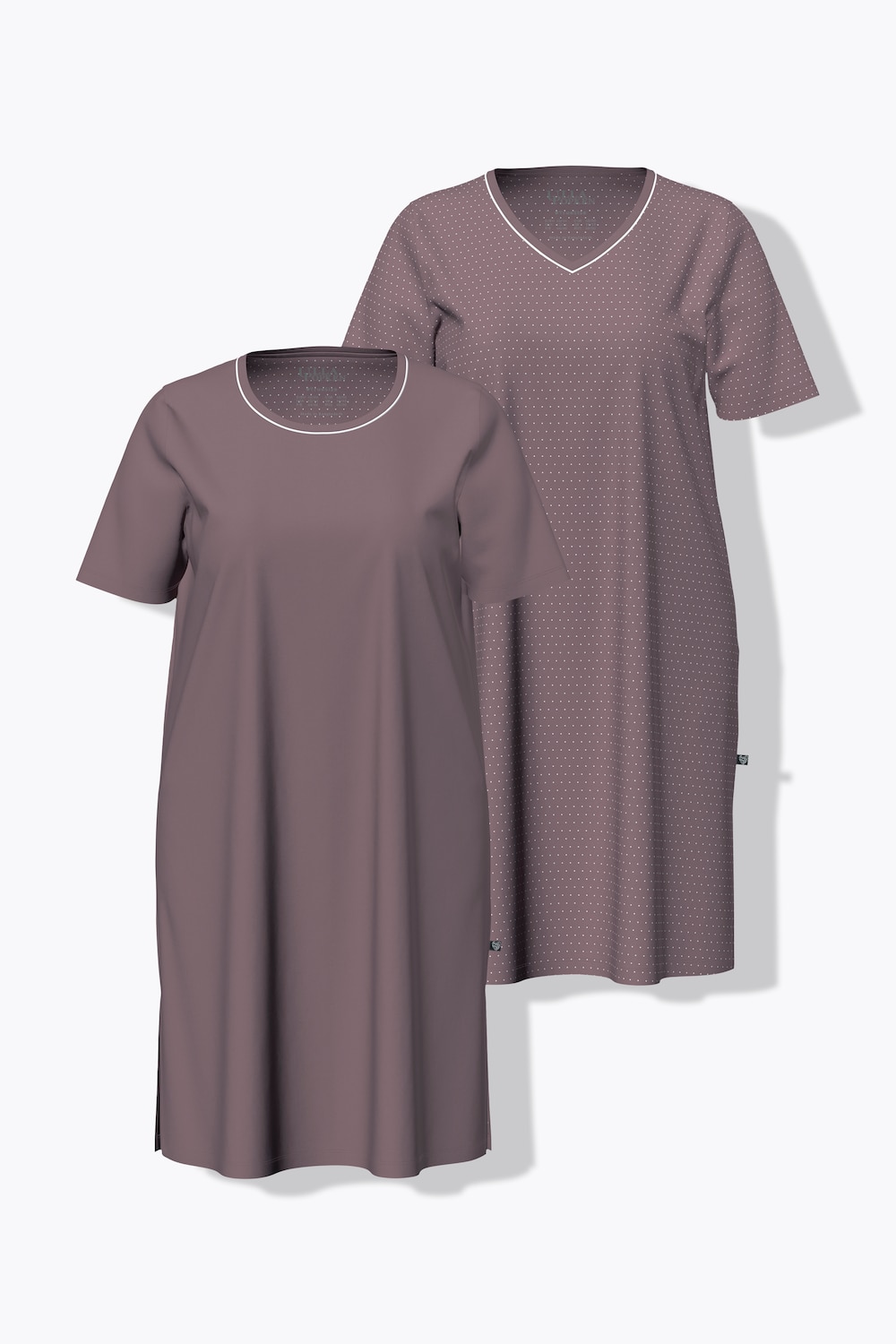 Bigshirts, set van 2, ronde hals/V-hals, korte mouw