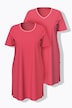 Lot de 2 chemises de nuit, décolleté rond/en V et manches courtes