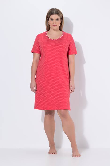 Lot de 2 chemises de nuit, décolleté rond/en V et manches courtes