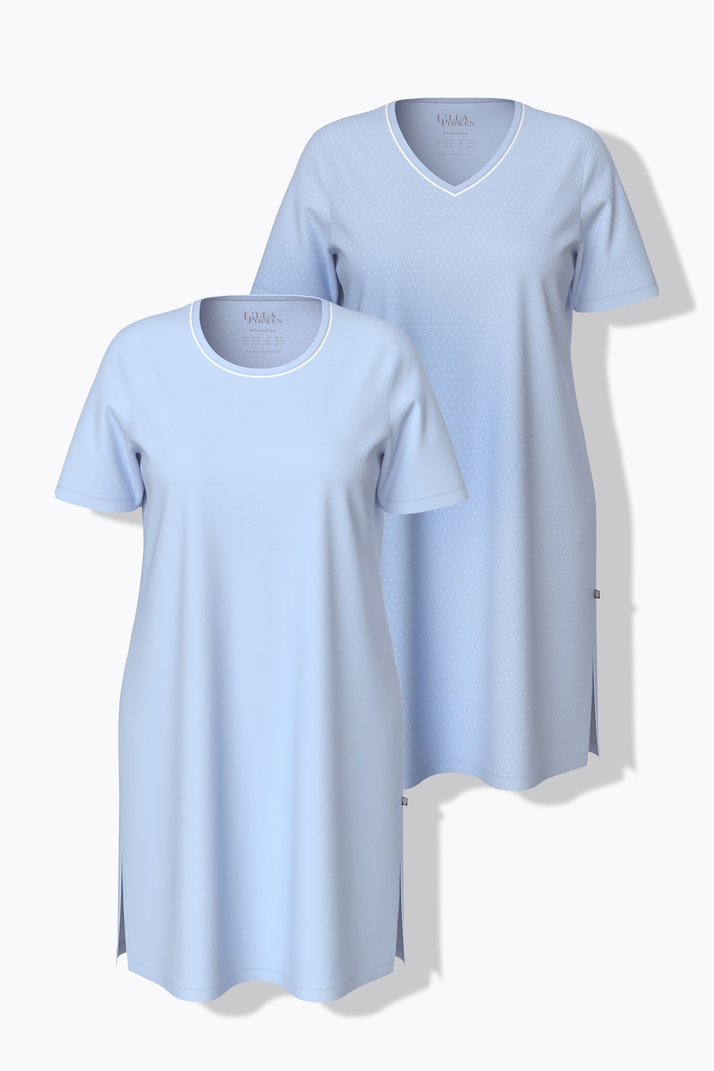 Bigshirts, pakke med 2, rund hals/V-udskæring og korte ærmer