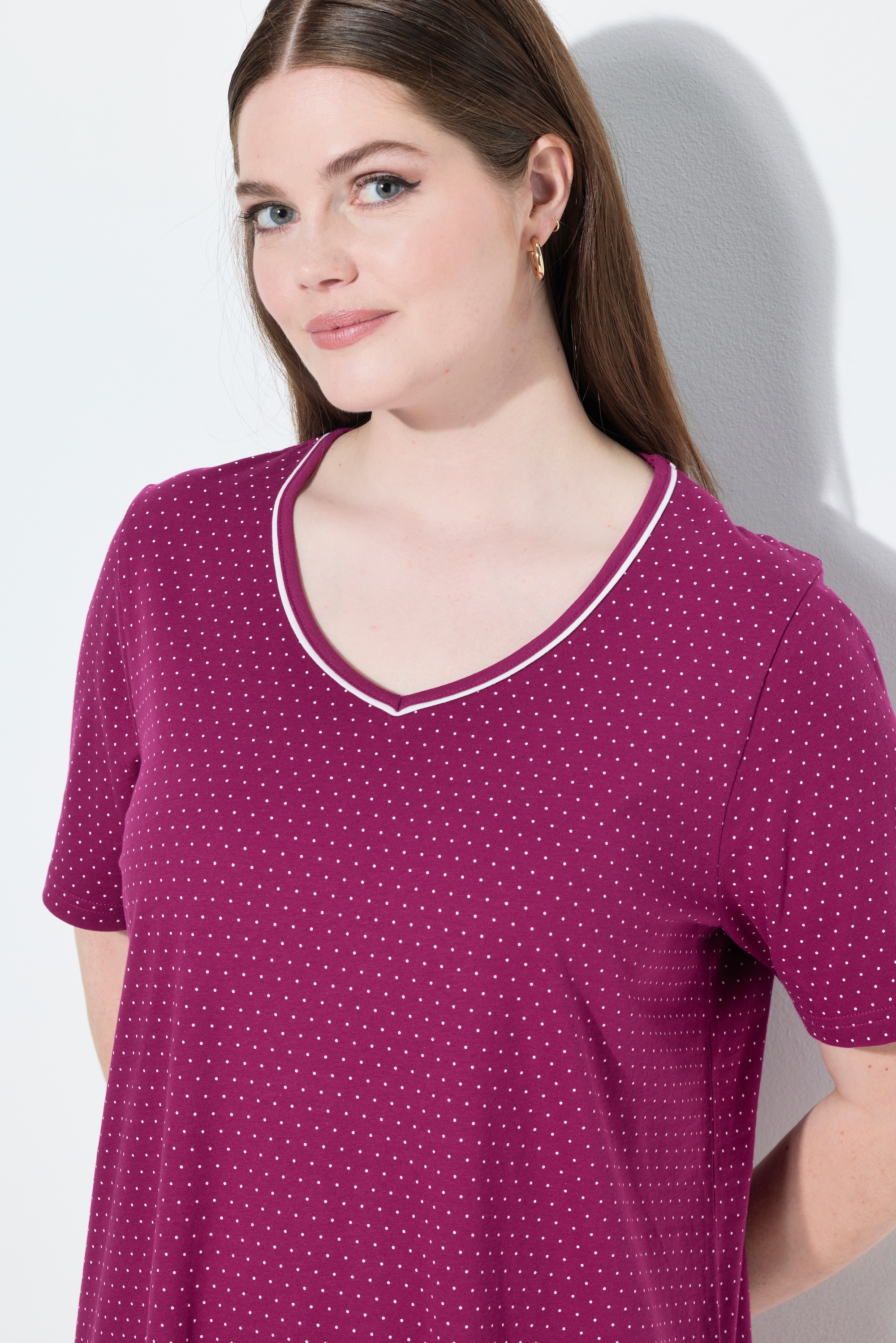 Ulla Popken Damen große Größen Bigshirts 2er Pack Rundhals V Ausschnitt