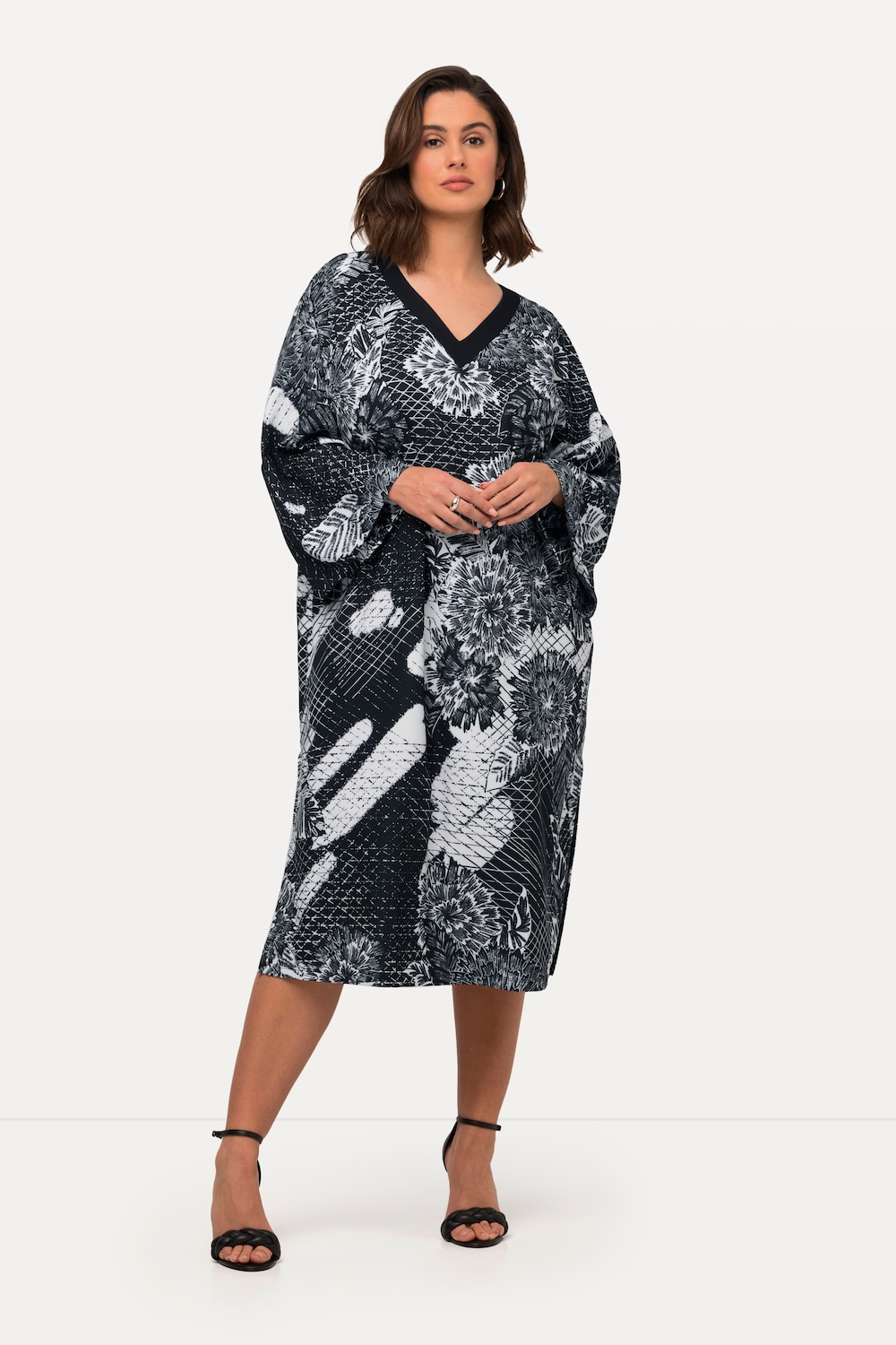 Thumbnail - Große Größen Kleid, Damen, schwarz, Größe: 46/48, Polyester, Ulla Popken