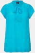 Bluse, silkeblanding, sløyfe, ståkrage, halve ermer
