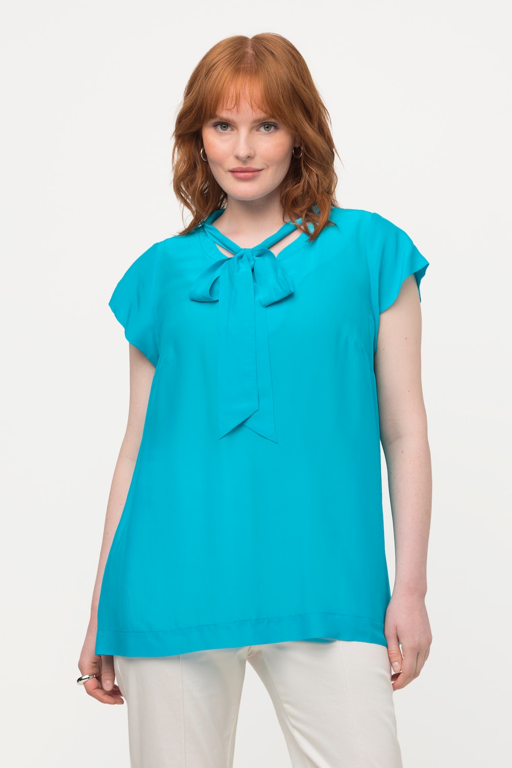 Große Größen Bluse, Damen, türkis, Größe: 50/52, Viskose/Seide, Ulla Popken