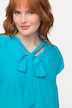 Bluse, silkeblanding, sløyfe, ståkrage, halve ermer