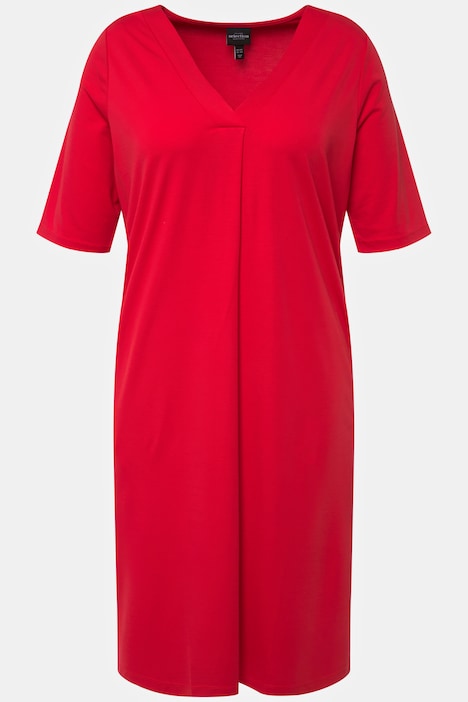 Jersey Short Sleeve V-Neck Tunic Dress | Midi Dresses | Dresses