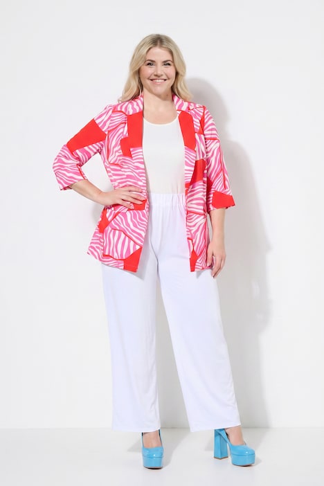 Pantalon en piqué au tombé fluide, jambe large et taille élastique