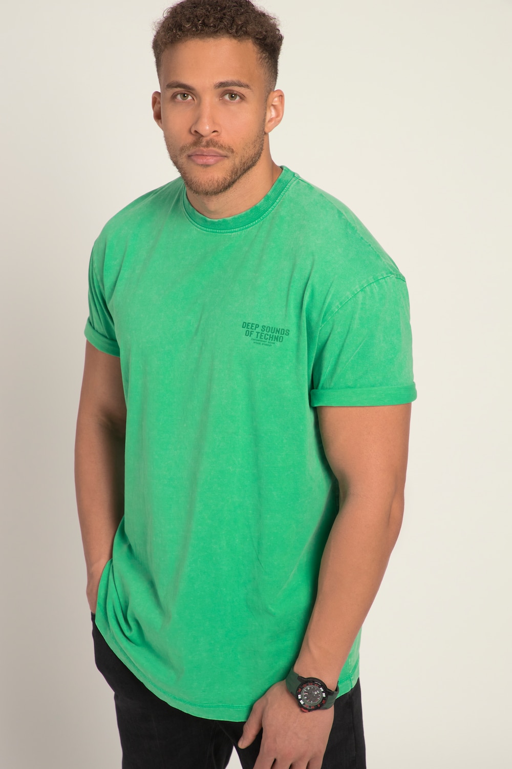 grandes tailles t-shirt sthuge oversized à manches courtes, femmes, vert, taille: xl, coton, sthuge