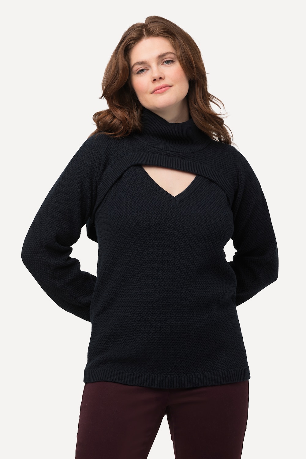 Grote Maten 2-in-1-pullover, Dames, blauw, Maat: 42/44, Katoen, Ulla Popken