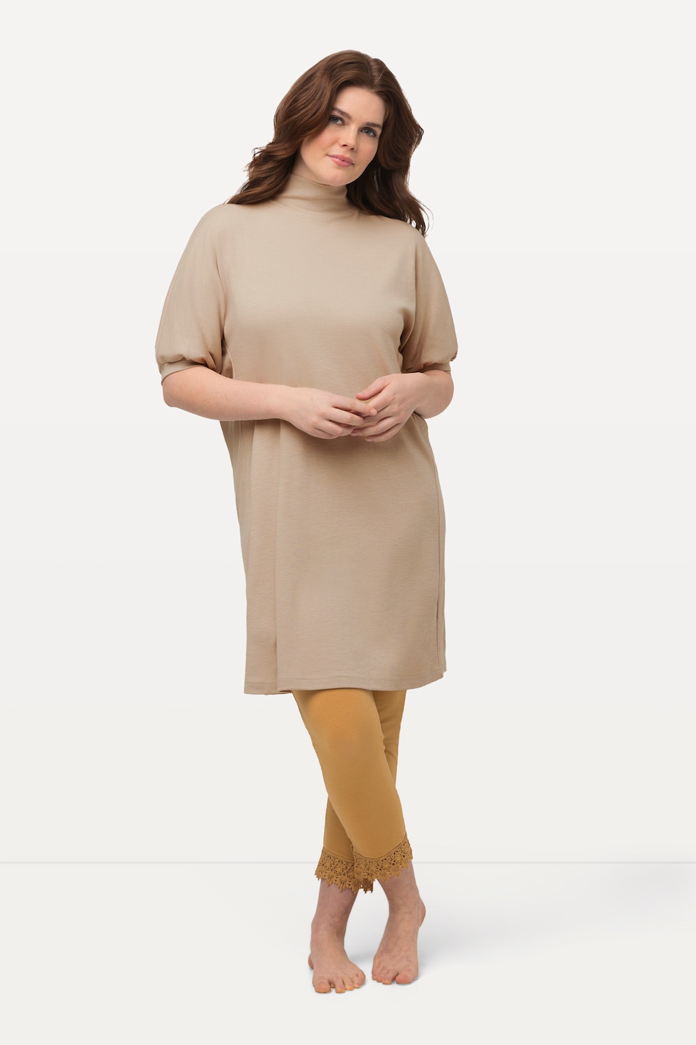 Große Größen Longshirt, Damen, beige, Größe: 54/56, Baumwolle, Ulla Popken