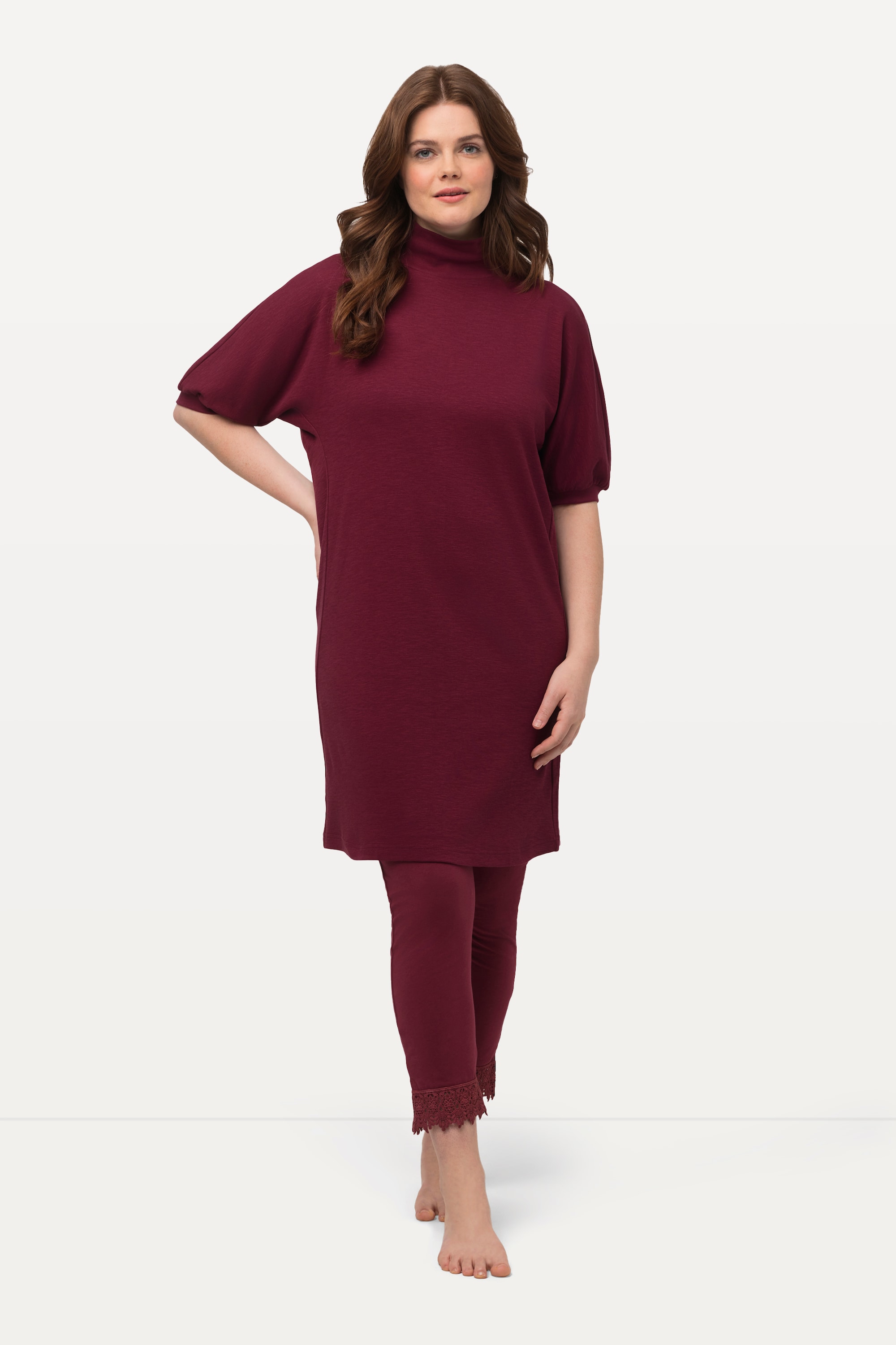 Ulla Popken Damen große Größen Longshirt Eggshape Rollkragen Halbarm