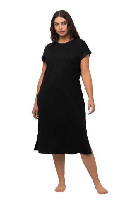 Noční košile, saténové okraje, oversize, kulatý výstřih, krátké rukávy