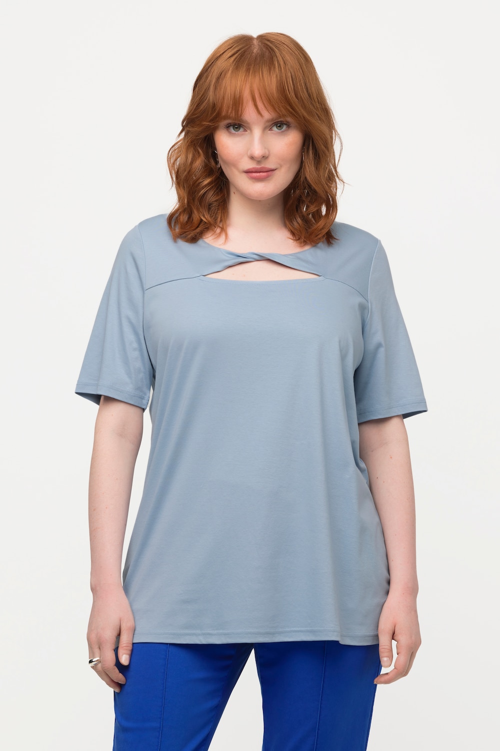 Thumbnail - Große Größen T-Shirt, Damen, blau, Größe: 54/56, Baumwolle/Synthetische Fasern, Ulla Popken