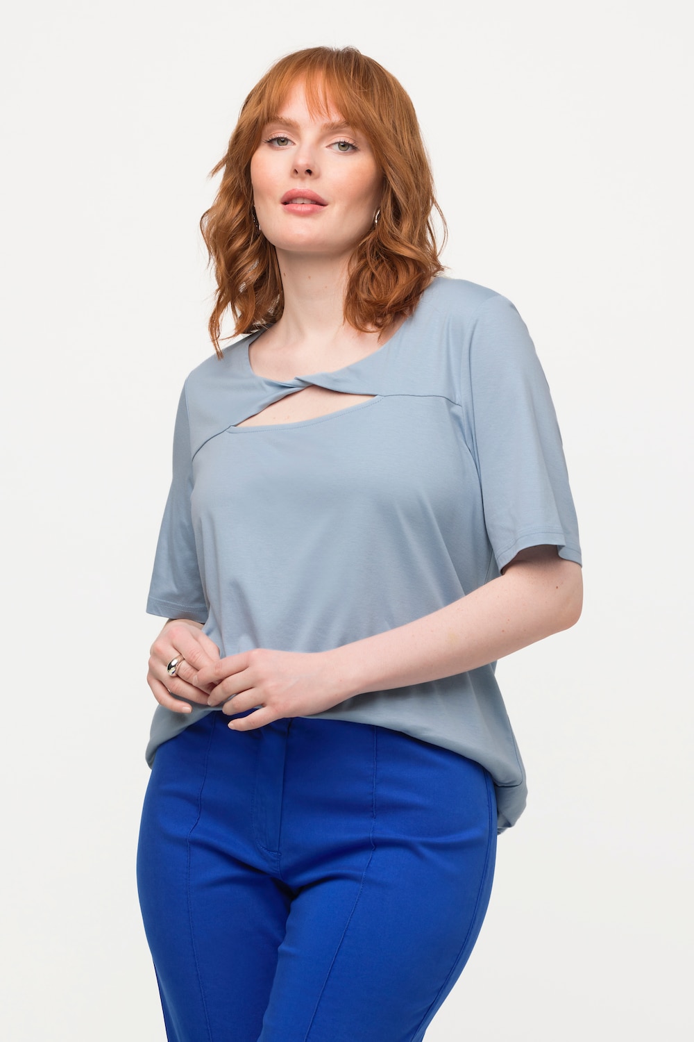 Große Größen T-Shirt, Damen, blau, Größe: 58/60, Baumwolle/Synthetische Fasern, Ulla Popken