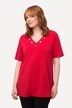 Short Sleeve V-Neck Eyelet Detail Tee