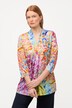 Shawl Collar Allover Print Slinky Stretch Knit Shirt