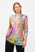 Shawl Collar Allover Print Slinky Stretch Knit Shirt