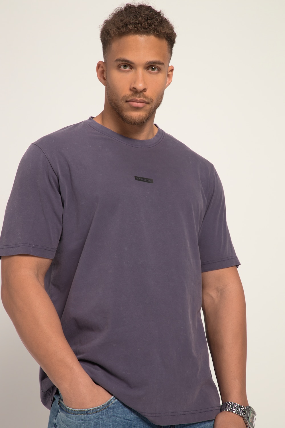 grandes tailles t-shirt sthuge à manches courtes, femmes, violet, taille: 6xl, coton, sthuge