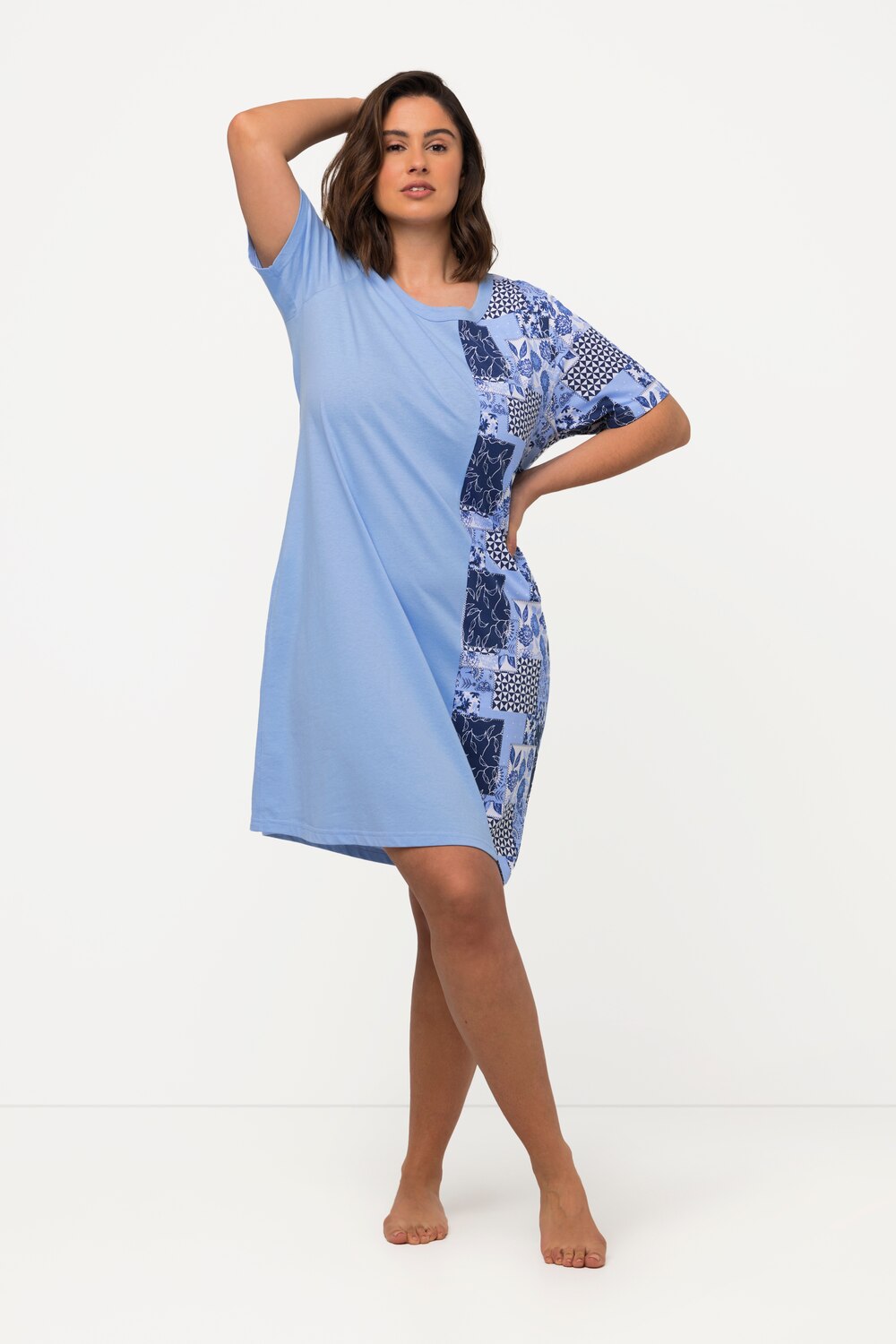 Grote Maten bigshirt, Dames, blauw, Maat: 50/52, Katoen, Ulla Popken