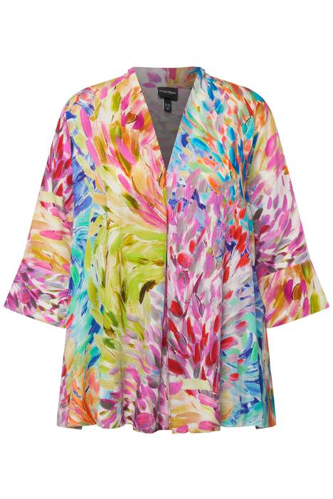 Tunika, A střih, kalichový límec, výstřih do V, 3/4 rukávy