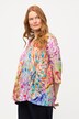 Brushstroke Print Goblet Collar A-line Blouse