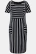 Midikleid, Streifenmix, Oversized, Rundhals, Halbarm