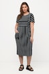 Midikleid, Streifenmix, Oversized, Rundhals, Halbarm