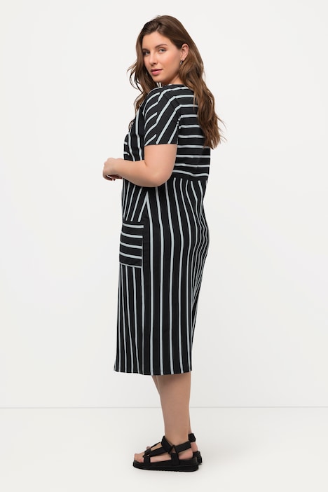 Stripe Mix Short Sleeve Midi Dress | Midi Dresses | Dresses