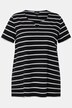 Striped A-Line Split Neck Tee