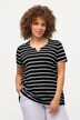 Striped A-Line Split Neck Tee