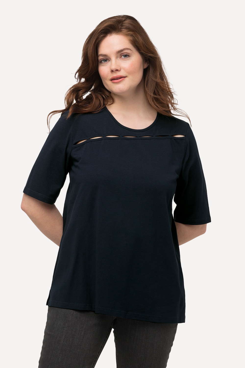 Große Größen T-Shirt, Damen, blau, Größe: 50/52, Baumwolle, Ulla Popken