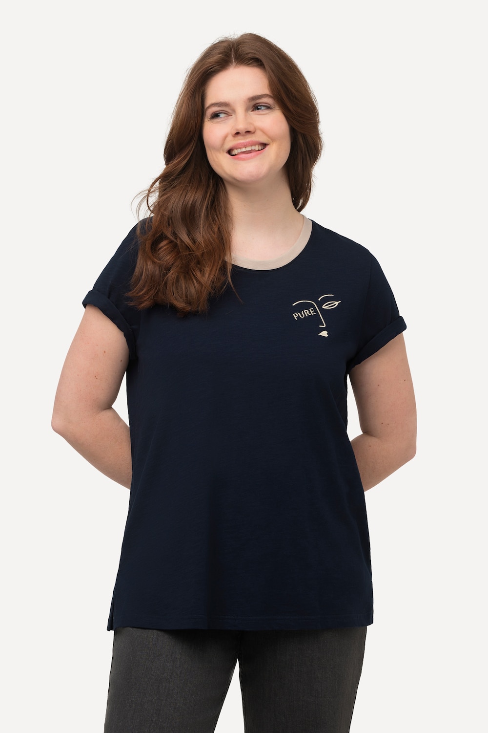 Große Größen T-Shirt, Damen, blau, Größe: 46/48, Baumwolle, Ulla Popken